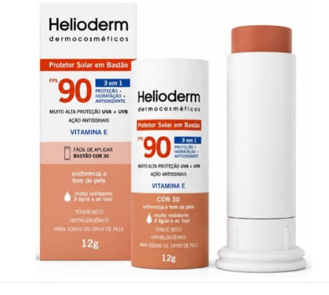 Protetor Solar Facial Helioderm Bastão FPS90 Cor 30 - 12g