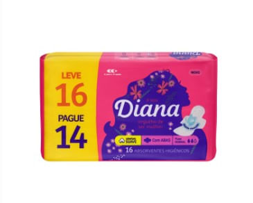 Absorvente Diana Suave Com Abas - 16 Unidades
