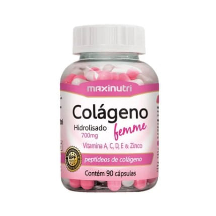Colágeno Hidrolisado Femme Vitamina A,C,D e E - 90 Cápsulas Maxinutri