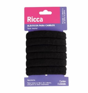 Elástico Ricca Preto - 6 Unidades