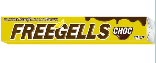 Bala Drops Freegells Maracujá com Recheio de Chocolate