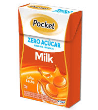 Bala Pocket Zero Açúcar Sabor Leite 23g