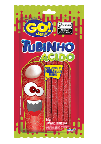 Bala Tubinho Go Jelly Morango Ácido 70g