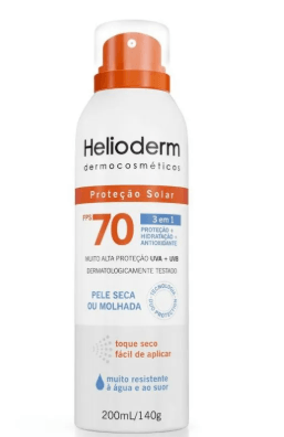 Protetor Solar Aerossol Helioderm com Ácido Hialurônico FPS 70 200ml