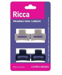 Mini Piranhas para Cabelos Glam Branco/Azul Ricca 2,5cm - Contém 4 Unidades