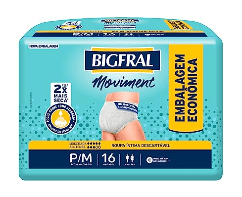 Roupa Íntima Bigfral Moviment P/M - 16 Unidades