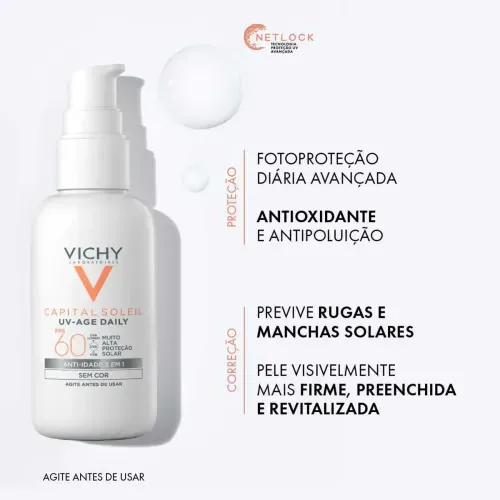 Protetor Solar Facial em Sérum Vichy Capital Soleil UV-Age Daily com FPS 60 40g