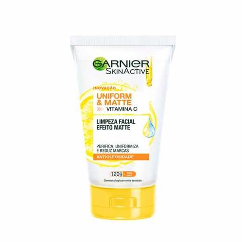 Sabonete Facial em Creme Garnier Uniform &amp; Matte com Vitamina C 120ml