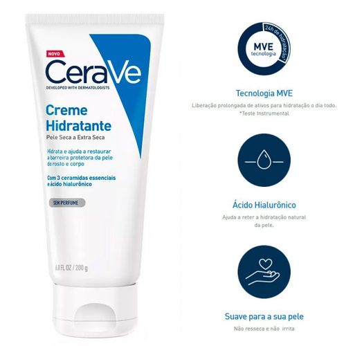 Creme Hidratante CeraVe com Ceramidas e Ácido Hialurônico 200g