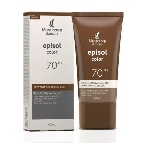 Protetor Solar em Gel Mantecorp Episol Color com Cor Médio Escuro FPS 70 40ml