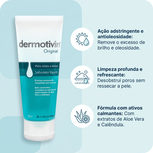 Sabonete Líquido Facial Dermotivin Original com Aloe Vera e Calêndula 70ml