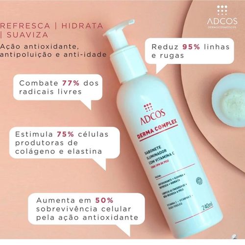 Sabonete Facial em Gel Adcos Derma Complex com Vitamina C 240ml
