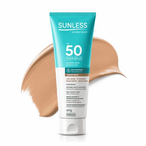 Protetor Solar Facial em Creme Sunless com Cor Bege Médio FPS 50 60g
