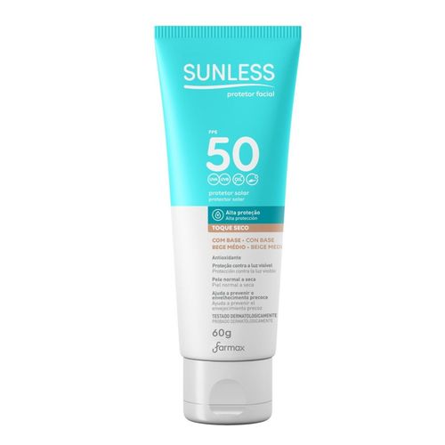 Protetor Solar Facial em Creme Sunless com Cor Bege Médio FPS 50 60g