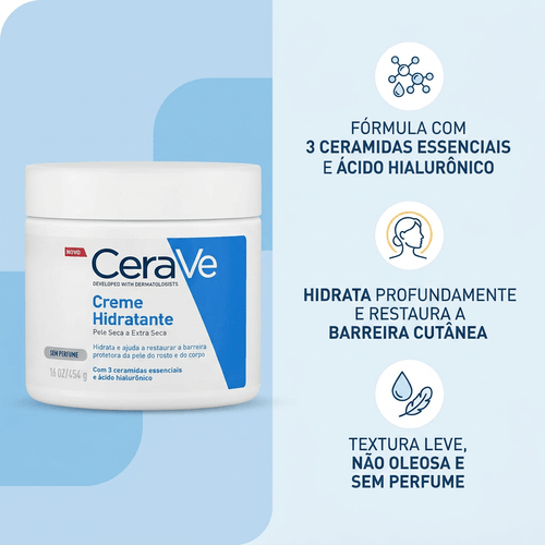 Creme Hidratante CeraVe com Ceramidas e Ácido Hialurônico 454g