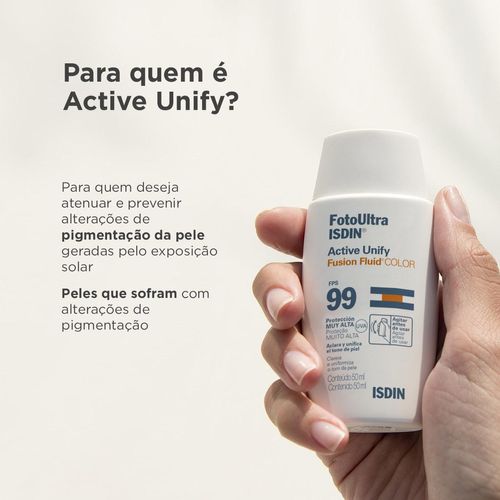 Protetor Solar Facial em Fluido ISDIN Active Unify com Cor FPS 99 50ml