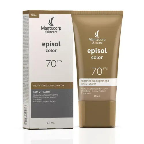 Protetor Solar Facial em Creme Mantecorp Episol Color com Cor Tom 2 Claro FPS 70 40g