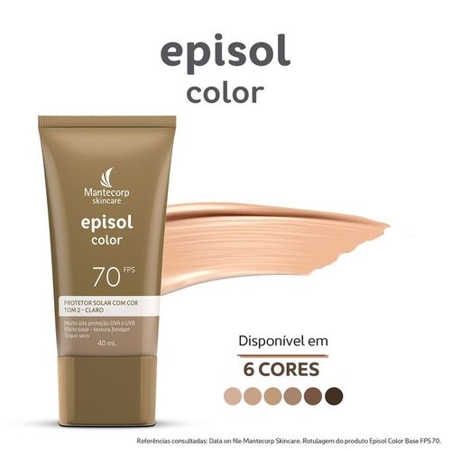 Protetor Solar Facial em Creme Mantecorp Episol Color com Cor Tom 2 Claro FPS 70 40g