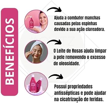 Loção de Limpeza Leite de Rosas Tradicional com Extrato de Rosas 170ml