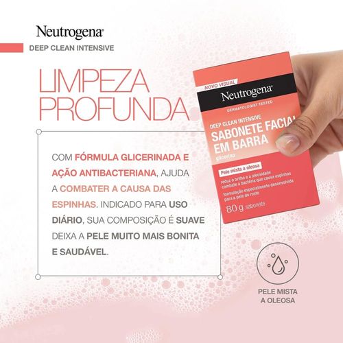 Sabonete Facial em Barra Neutrogena Deep Clean com Glicerina 80g
