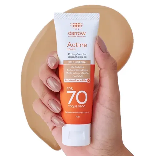 Protetor Solar Facial em Gel Darrow Actine Colors com Cor Morena FPS 70 40g
