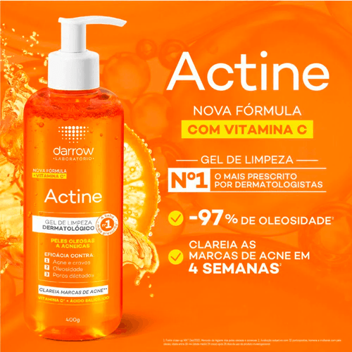 Gel de Limpeza Facial Darrow Actine com Vitamina C e Ácido Salicílico 400g