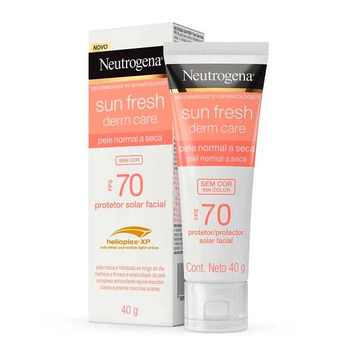 Protetor Solar Facial em Creme Neutrogena Sun Fresh Derm Care com FPS 70 40g
