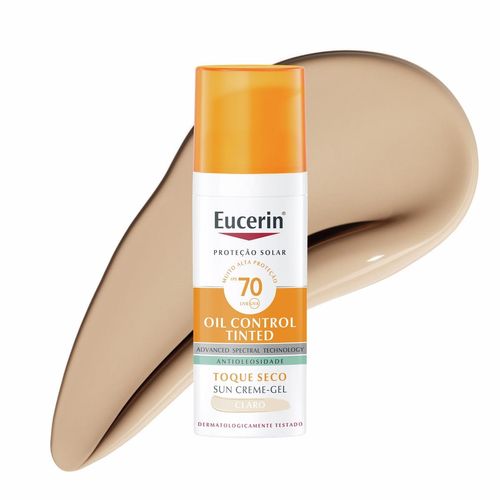 Protetor Solar Facial em Gel Eucerin Sun Oil Control com Cor Clara FPS 70 50g