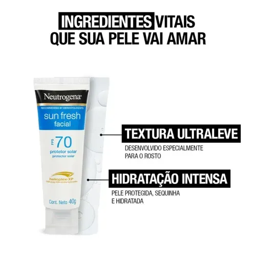 Protetor Solar Facial em Creme Neutrogena Sun Fresh com Helioplex XP FPS 70 40g