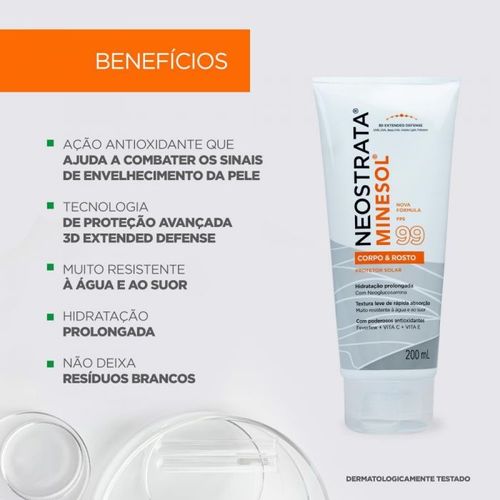 Protetor Solar em Loção Neostrata Minesol com Vitamina C e FPS 99 200ml