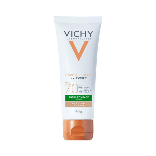Protetor Solar Facial Vichy Capital Soleil Purify com Cor Clara FPS 70 40g