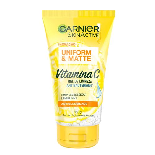 Gel de Limpeza Facial Garnier Uniform & Matte com Vitamina C 150g