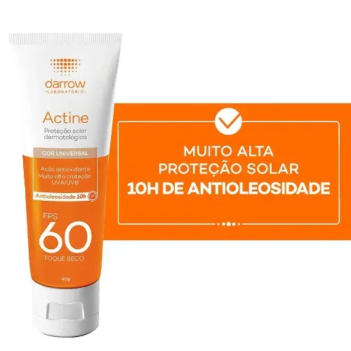 Protetor Solar Facial Darrow Actine com Cor FPS 30 40g