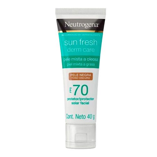 Protetor Solar Facial em Creme Neutrogena Sun Fresh Derm Care com Cor Negra FPS 70 40g