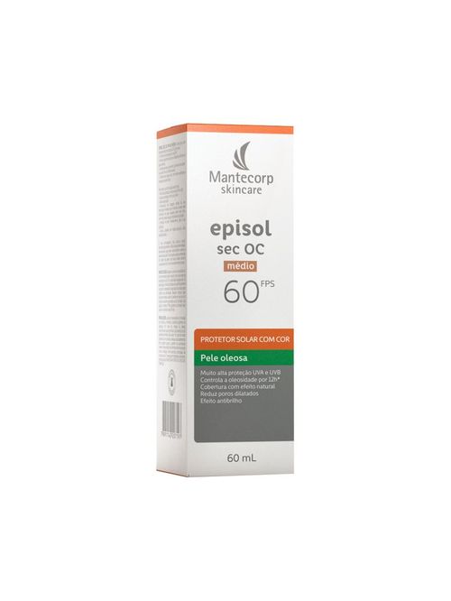 Protetor Solar Facial Mantecorp Skincare Episol Sec OC com Cor Média FPS 60 60ml