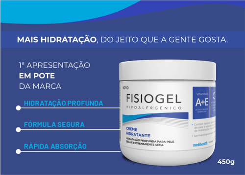 Creme Hidratante Corporal Fisiogel com Vitamina A e E 450g