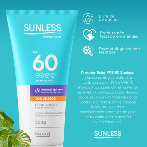 Protetor Solar em Creme Sunless com FPS 60 200g