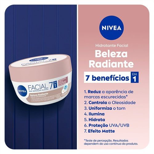 Hidratante Facial em Creme Nivea Beleza Radiante com Ácido Hialurônico 100g