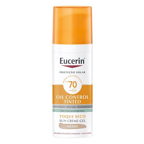 Protetor Solar Facial em Gel Eucerin Sun Oil Control com Cor Média FPS 70 50ml