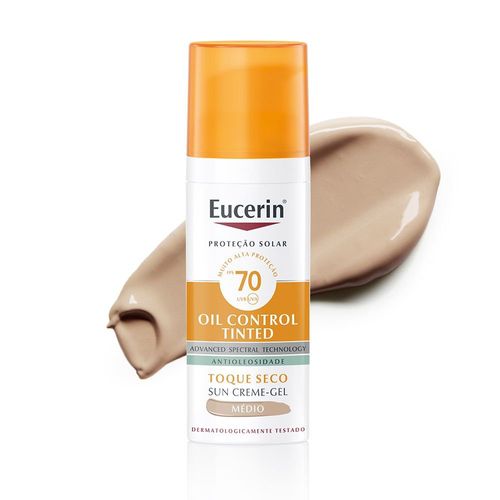 Protetor Solar Facial em Gel Eucerin Sun Oil Control com Cor Média FPS 70 50ml