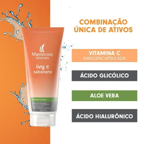 Sabonete Facial em Gel Mantecorp Ivy C com Vitamina C e Ácido Glicólico 200ml