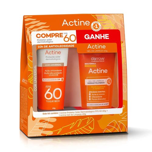 Kit Protetor Solar FPS 60 Darrow Actine com Gel de Limpeza 40g + 40g
