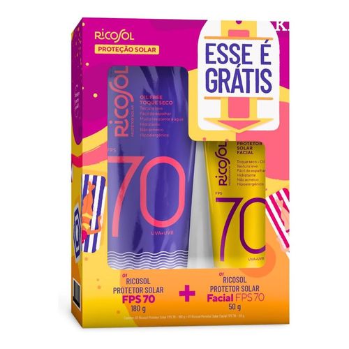 Kit Protetor Solar em Loção Ricosol FPS 70 180g + 50g
