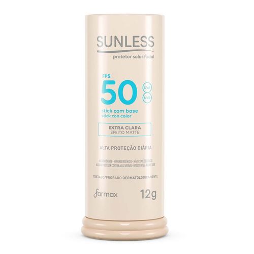 Protetor Solar Facial em Stick Sunless com Cor Extra Clara FPS 50 12g