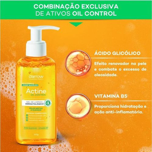 Gel de Limpeza Facial Darrow Actine Control com Ácido Lático e Zinco 140g