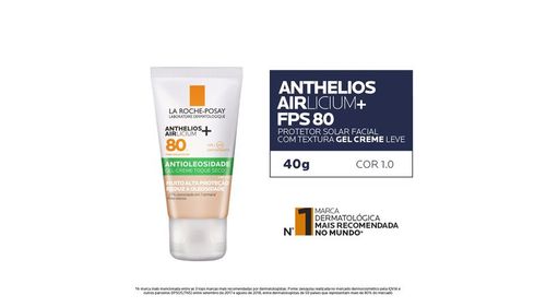 Protetor Solar Facial em Creme La Roche-Posay Anthelios Airlicium FPS 80 Cor 1.0 40g