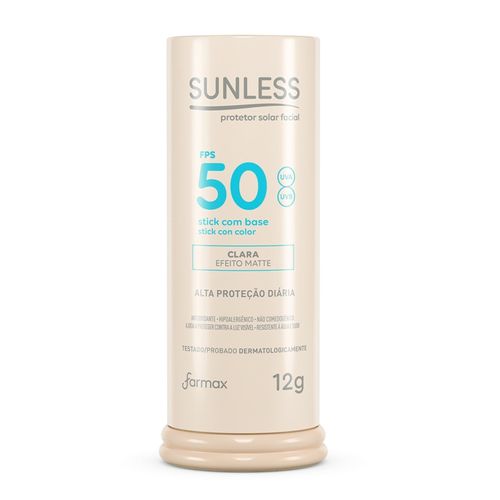 Protetor Solar Facial em Stick Farmax Sunless com Cor Clara FPS 50 12g