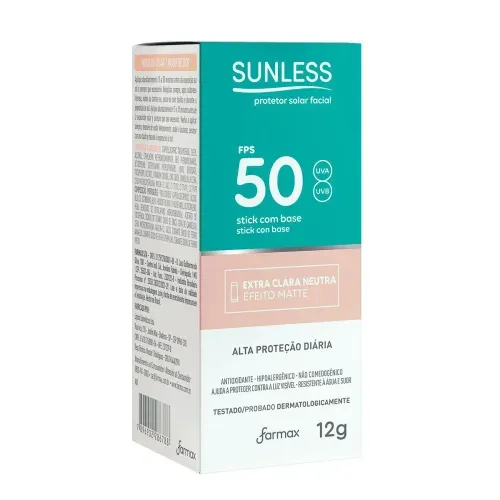 Protetor Solar Facial em Stick Farmax Sunless com Cor Clara FPS 50 12g