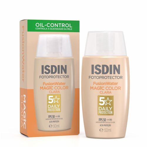 Protetor Solar Facial em Gel ISDIN Fusion Water com Cor Clara FPS 50 50ml