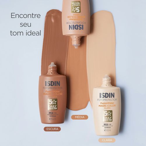 Protetor Solar Facial em Gel ISDIN Fusion Water com Cor Clara FPS 50 50ml